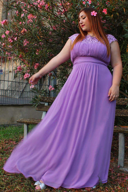 Hunter Green Chiffon Lace Cap Sleeve Bridesmaid Dress