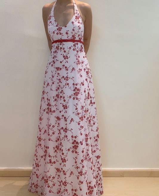 Vintage floral long dress, elegant dress gh6867