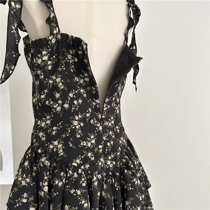 New Simple Floral Design A-line Sleeveless Spaghetti Strap Dress HZ1024