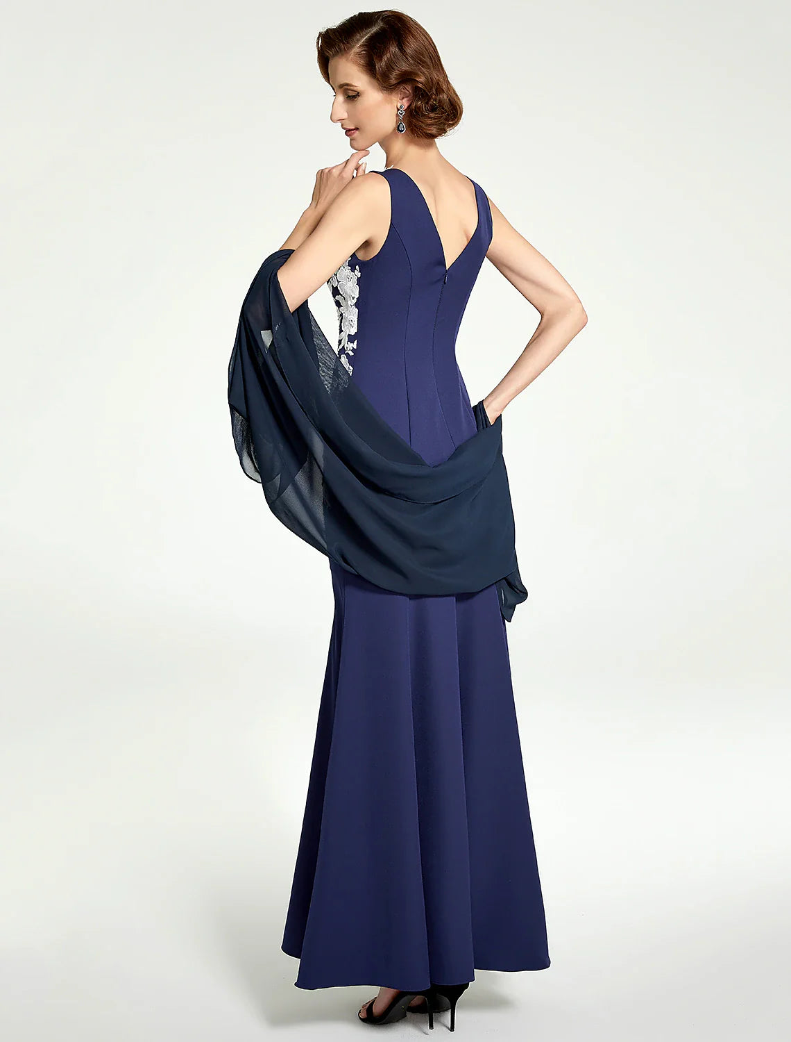 Aimishang  Mermaid / Trumpet Mother of the Bride Dress Jewel Neck Floor Length Chiffon Lace Sleeveless with Lace