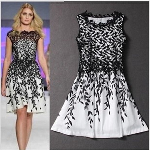 A-line round neck lace short prom dress,party dress  7596