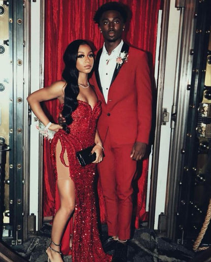Red Sequins Long Prom Dress Sexy Evening Dress  cc403