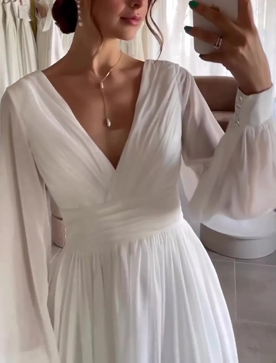 Aimishang Bridal Shower Simple Wedding Dresses Glitter & Sparkle Wedding Dresses Ball Gown Off Shoulder Sleeveless Knee Length Satin Bridal Gowns With Pleats Appliques