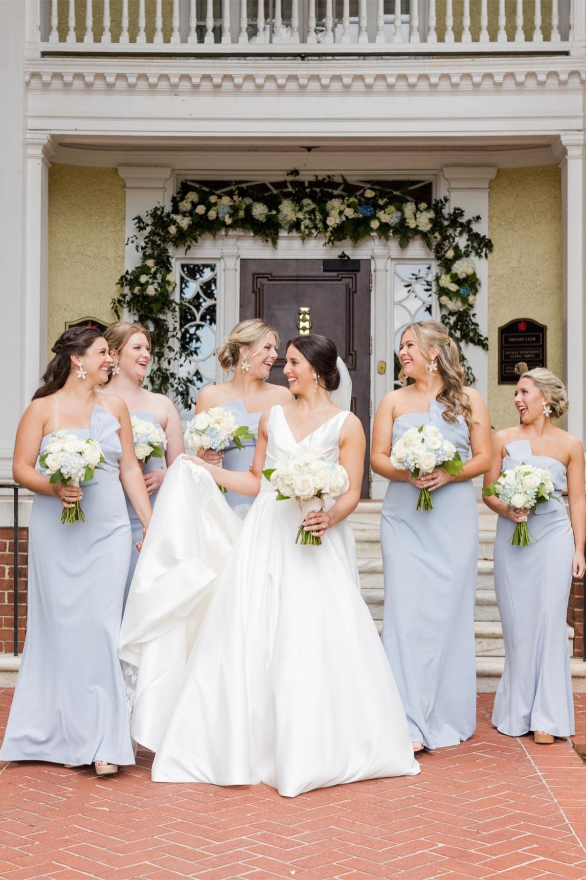 Strapless Tie Front Light Grey Long Bridesmaid Dress