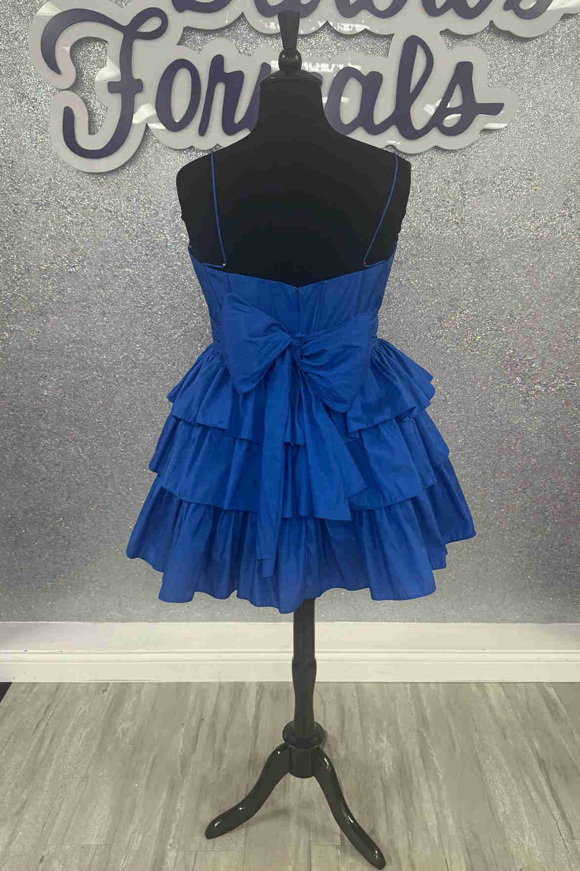 Blue Straps Layered A-Line Short Party Dress