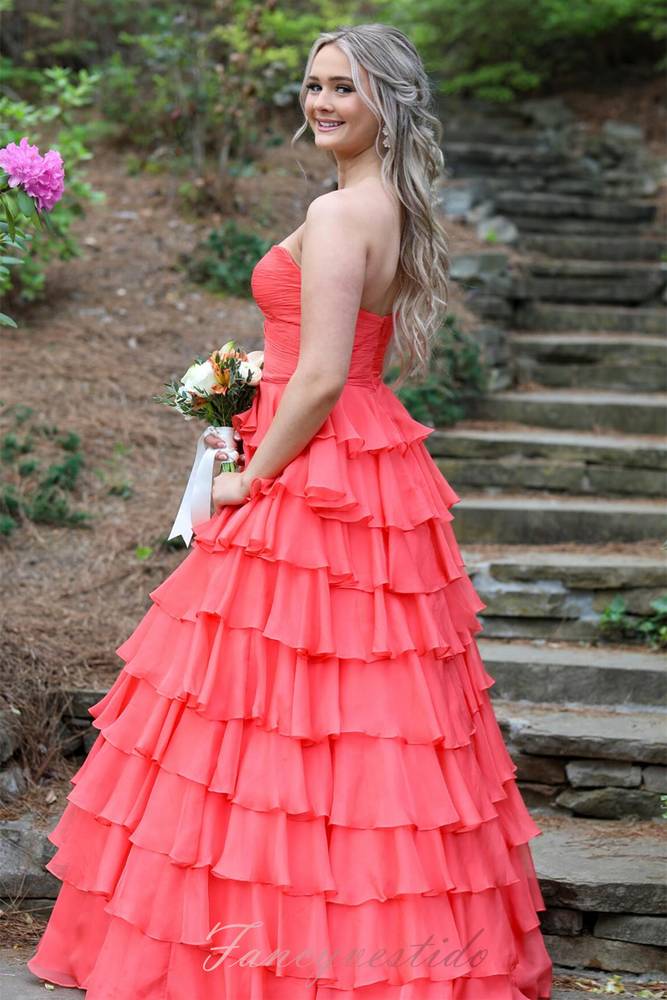 Blue Sweetheart Twist Kont Ruffle A-Line Prom Dress
