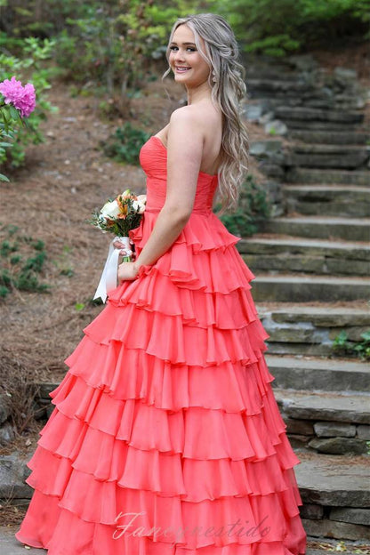 Blue Sweetheart Twist Kont Ruffle A-Line Prom Dress
