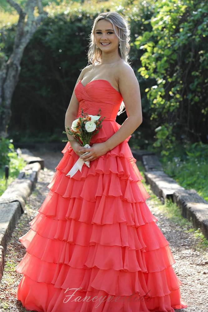 Blue Sweetheart Twist Kont Ruffle A-Line Prom Dress