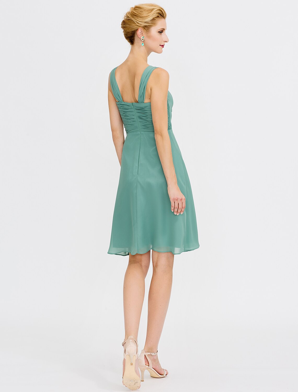 Aimishang A-Line Mother of the Bride Dress Formal Elegant Two Piece Strap Short / Mini Chiffon Sleeveless yes with Pleats Beading