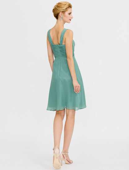 Aimishang A-Line Mother of the Bride Dress Formal Elegant Two Piece Strap Short / Mini Chiffon Sleeveless yes with Pleats Beading