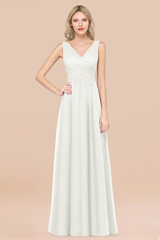 Glamorous Chiffon V-Neck Sleeveless Burgundy Bridesmaid Dress