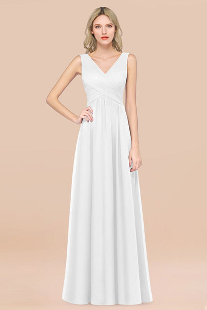Glamorous Chiffon V-Neck Sleeveless Burgundy Bridesmaid Dress