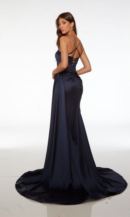 Glamorous Halter Neck Gown Open Back with High Side Slit
