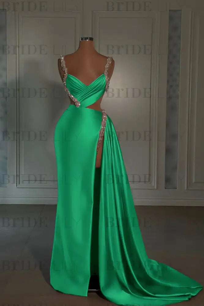 Glamorous Pink Prom Dress Sweetheart Spaghetti Strap with High Slit Trail