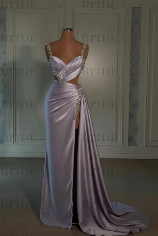 Glamorous Pink Prom Dress Sweetheart Spaghetti Strap with High Slit Trail