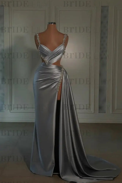 Glamorous Pink Prom Dress Sweetheart Spaghetti Strap with High Slit Trail