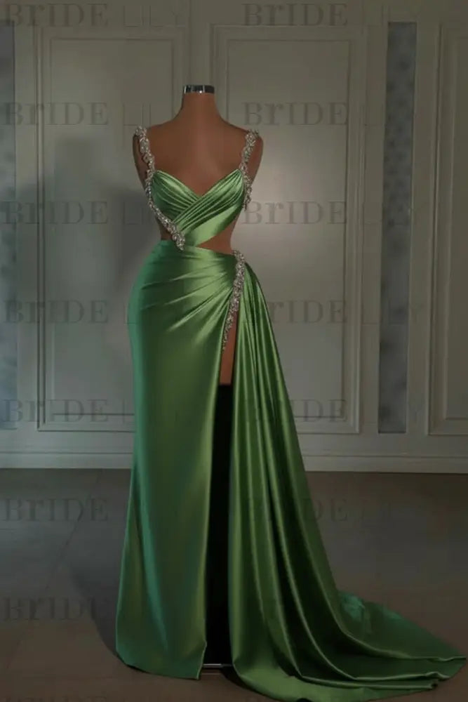 Glamorous Pink Prom Dress Sweetheart Spaghetti Strap with High Slit Trail