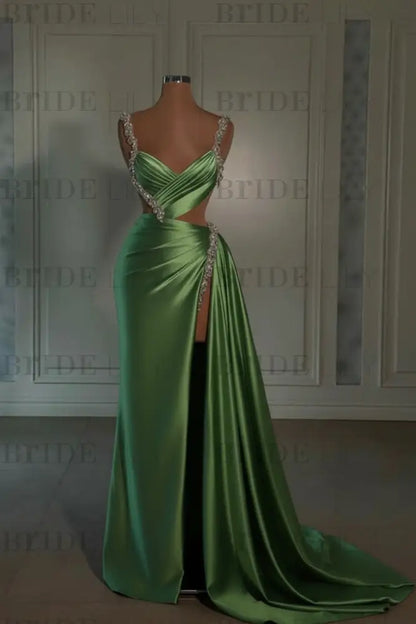 Glamorous Pink Prom Dress Sweetheart Spaghetti Strap with High Slit Trail