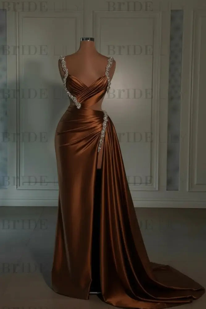 Glamorous Pink Prom Dress Sweetheart Spaghetti Strap with High Slit Trail