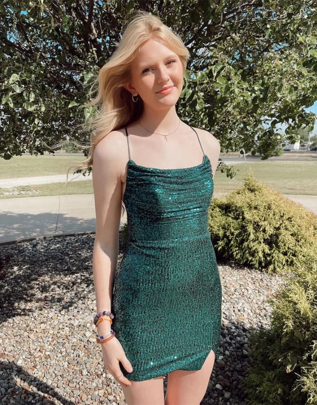 Glitter Sequins Short Homecoming Dresses Knee Length Party Dress Spaghetti Straps