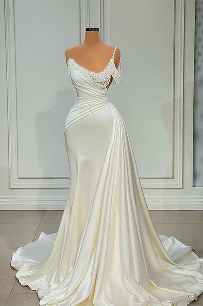 Gorgeous Designer Pearl Mermaid Wedding Gowns with Ruffles Online