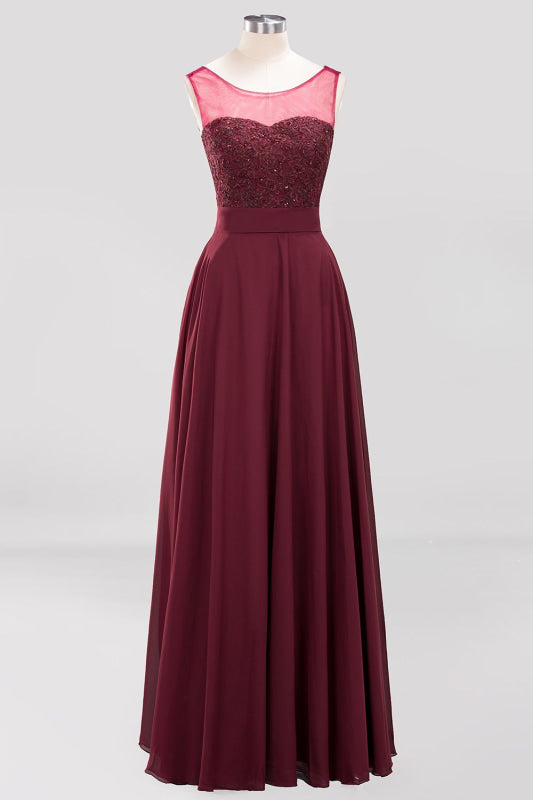 Gorgeous Jewel Neck Pink Bridesmaid Dress with Beadings