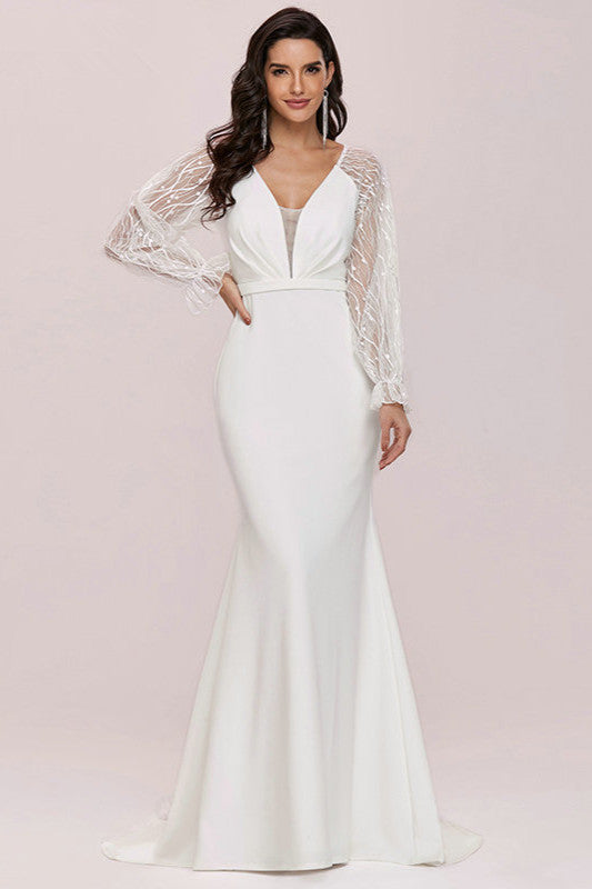 Gorgeous Lace Long Sleeve Wedding Dress Mermaid