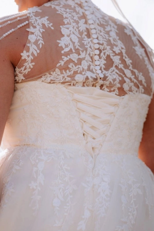 Gorgeous Tulle Aline Wedding Dress Lace with Tassels