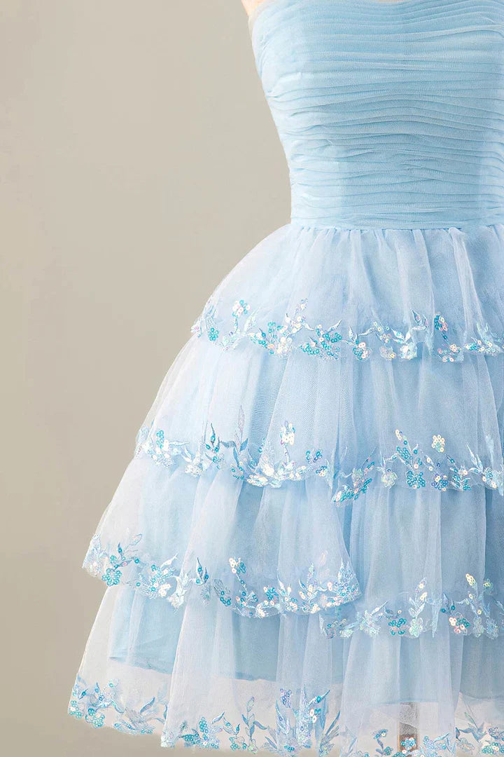 Jimiss Strapless chiffon ruffle Homecoming Dresses