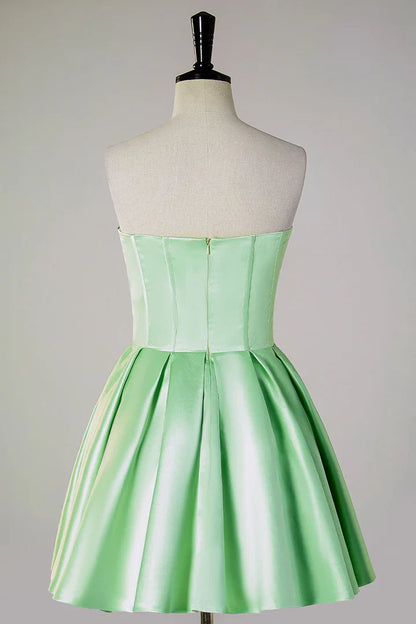 A-line bead strapless transparent tight corset back to school dress