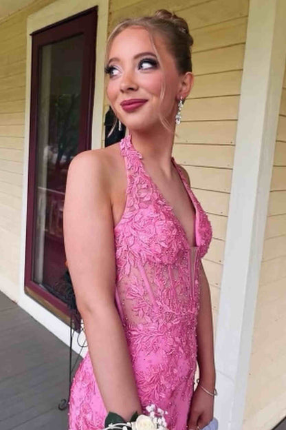 Halter Red Appliques Backless Tight Short Homecoming Dress