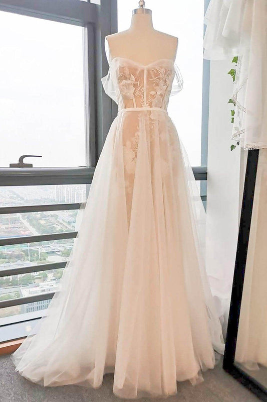 Sheath Sweep-Brush Train Lace Tulle Wedding Dress CW2747