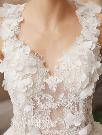 Ivory Backless Lace Applique Tulle Sequins Short Wedding Dress
