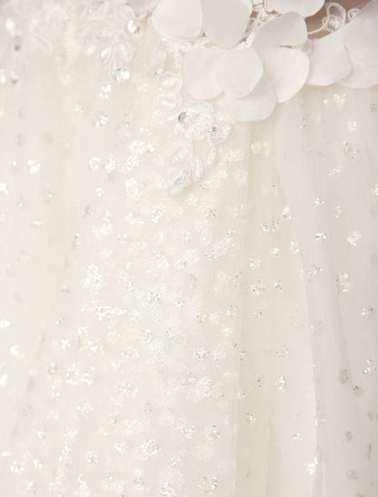 Ivory Backless Lace Applique Tulle Sequins Short Wedding Dress