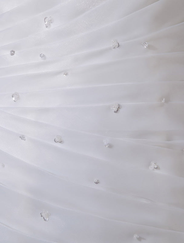 Ivory One-Shoulder Ruched Organza Mermaid Wedding Dress
