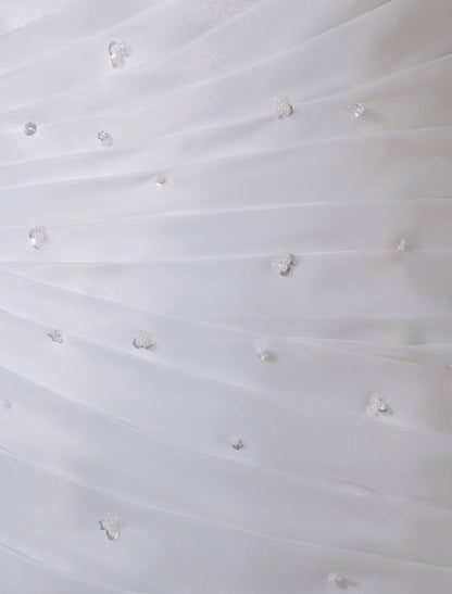 Ivory One-Shoulder Ruched Organza Mermaid Wedding Dress