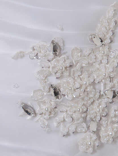 Ivory One-Shoulder Ruched Organza Mermaid Wedding Dress