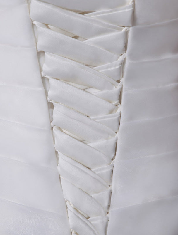 Ivory One-Shoulder Ruched Organza Mermaid Wedding Dress