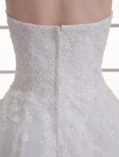 Ivory Sweetheart Neck Strapless Beading Wedding Dress