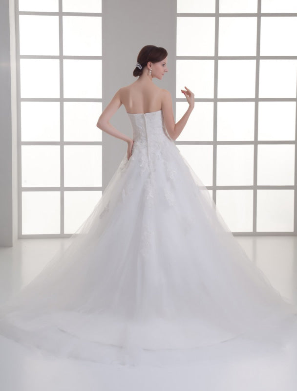 Ivory Sweetheart Neck Strapless Beading Wedding Dress