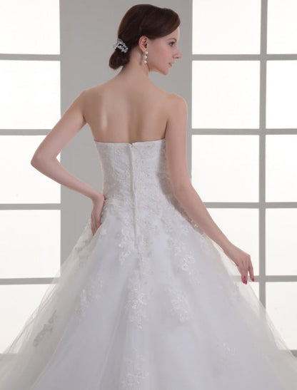 Ivory Sweetheart Neck Strapless Beading Wedding Dress