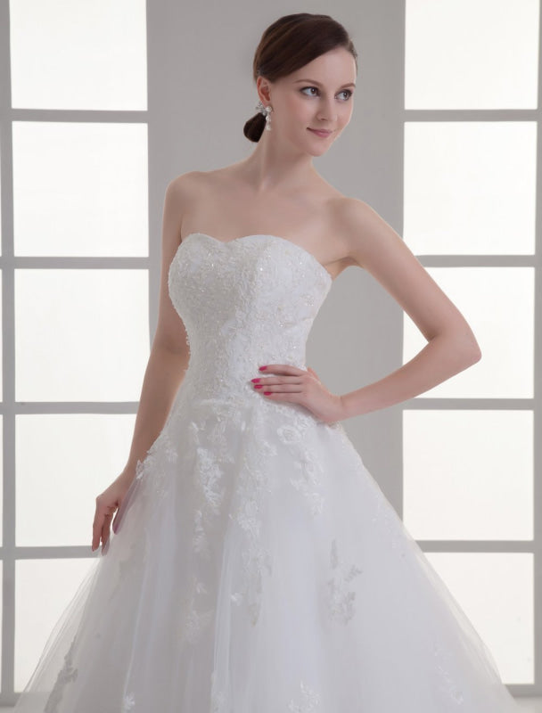 Ivory Sweetheart Neck Strapless Beading Wedding Dress