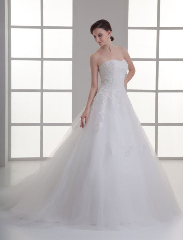 Ivory Sweetheart Neck Strapless Beading Wedding Dress