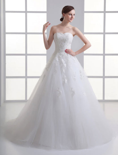 Ivory Sweetheart Neck Strapless Beading Wedding Dress