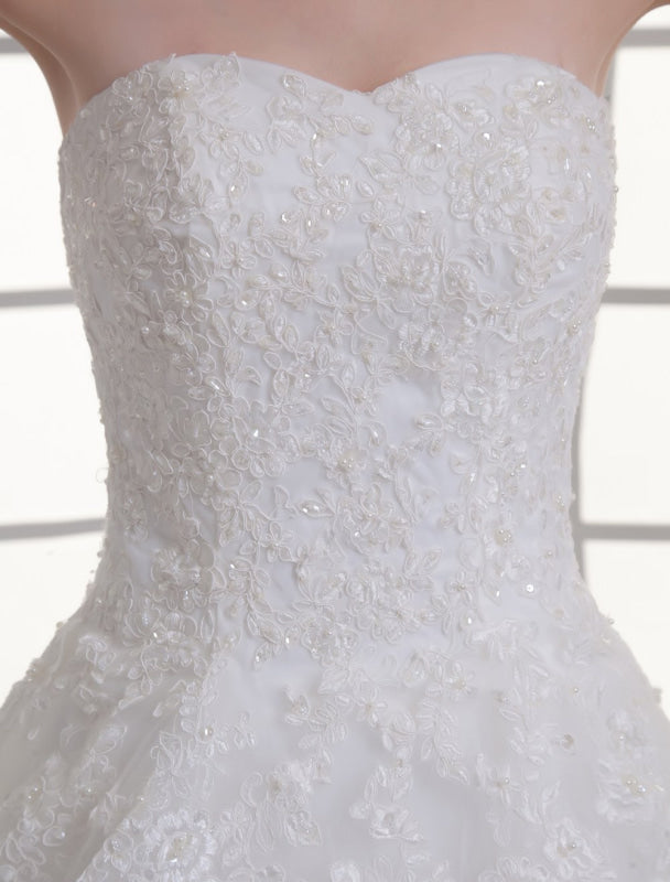 Ivory Sweetheart Neck Strapless Beading Wedding Dress