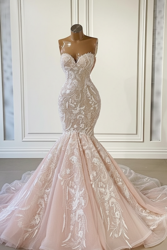 Ivory Sweetheart Strapless Long Mermaid Wedding Dress