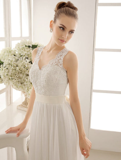 Ivory Wedding Dress Lace Sash Bow Sequins Wedding Gown