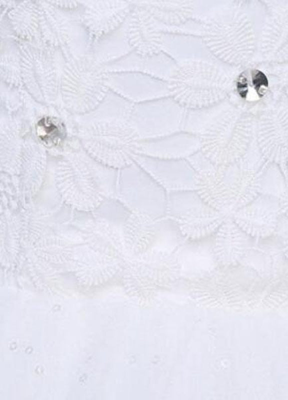 Ivory Wedding Dress Sleeveless Semi-Sheer Jewel Lace A-Line Floor Length Bridal Gown