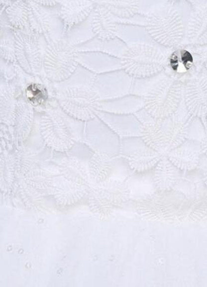 Ivory Wedding Dress Sleeveless Semi-Sheer Jewel Lace A-Line Floor Length Bridal Gown