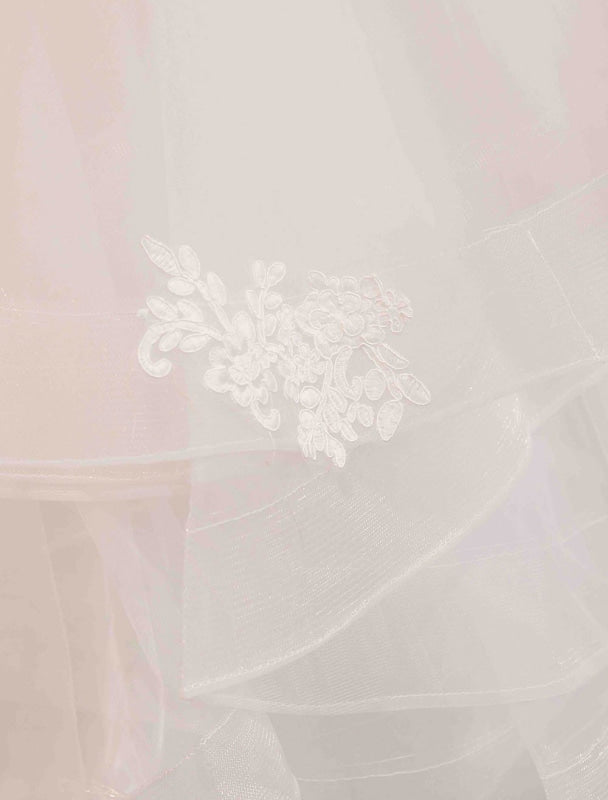 Ivory Wedding Dresses Tulle Illusion Half Sleeve Floor Length Princess Bridal Gown